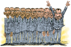 OBAMA TRANSFORMS INTO NIXON by Daryl Cagle