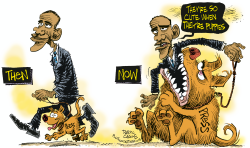 OBAMA AND THE PRESS PUPPY by Daryl Cagle