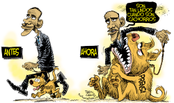 OBAMA Y LA PRENSA CACHORRO  by Daryl Cagle