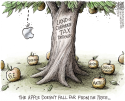 APPLE DODGING TAXES by Adam Zyglis