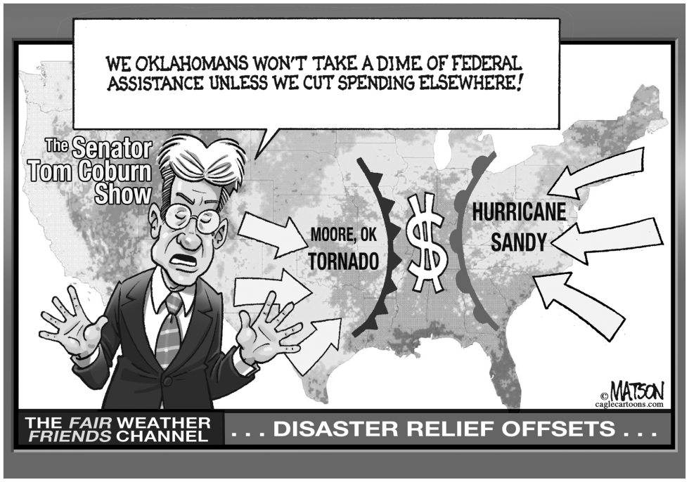  SENATOR COBURN WANTS OFFSETS FOR FEDERAL DISASTER RELIEF by RJ Matson