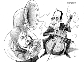 GERMANY-MERKEL BOTHERING FRANCE-HOLLANDE by Petar Pismestrovic