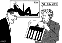 OBAMA, MERKEL, 2008-2013 by Rainer Hachfeld