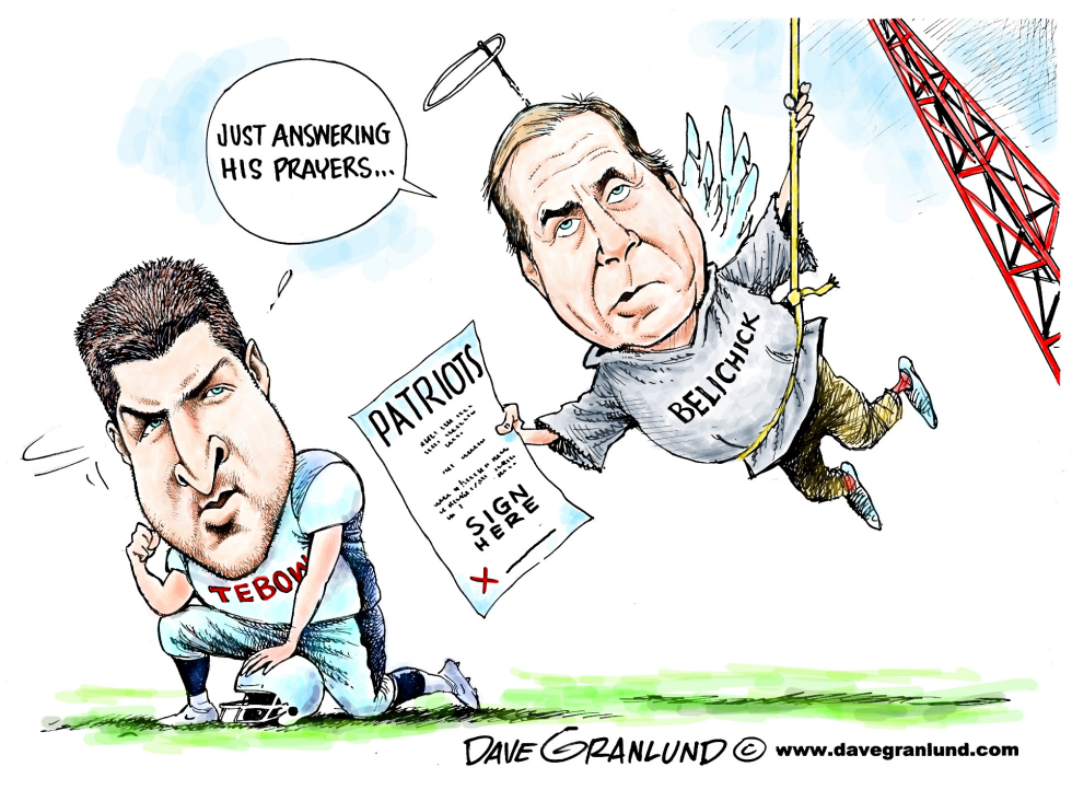  TEBOW TO PATRIOTS by Dave Granlund