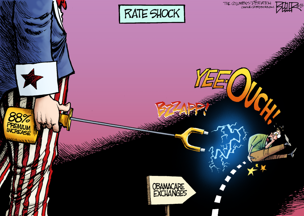  OBAMACARE RATE SHOCK by Nate Beeler