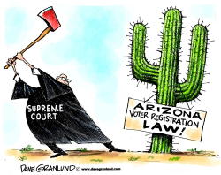 ARIZONA VOTER LAW CUT DOWN by Dave Granlund