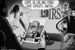 OBAMA VS PUTIN GREYSCALE by Sean Delonas