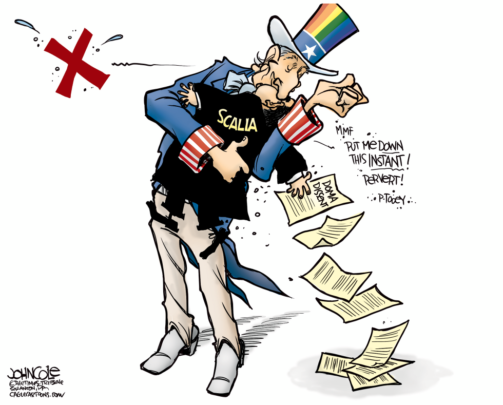  SCALIA AND UNCLE SAM KISSING by John Cole