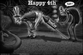 HAPPY 4TH GREYSCALE by Sean Delonas