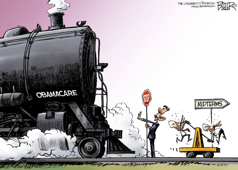  OBAMACARE TRAIN by Nate Beeler