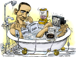 BAñERA DE LA PRIMAVERA ARABE DE OBAMA by Daryl Cagle