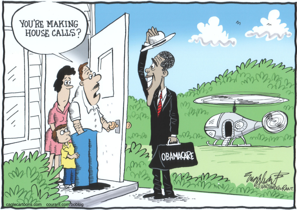  OBAMA SELLING OBAMACARE by Bob Englehart