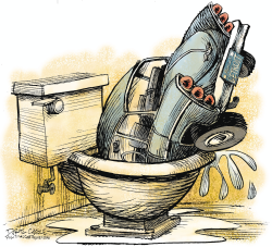 DETROIT IN THE TOILET by Daryl Cagle