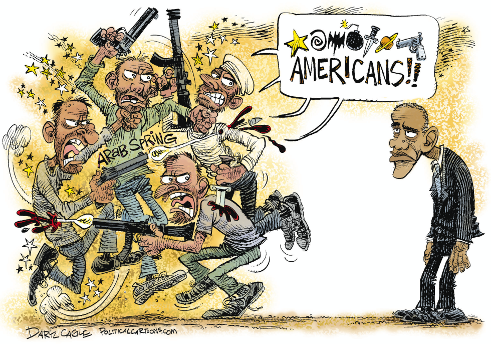  ANTI-AMERICAN ARAB SPRING AND OBAMA by Daryl Cagle