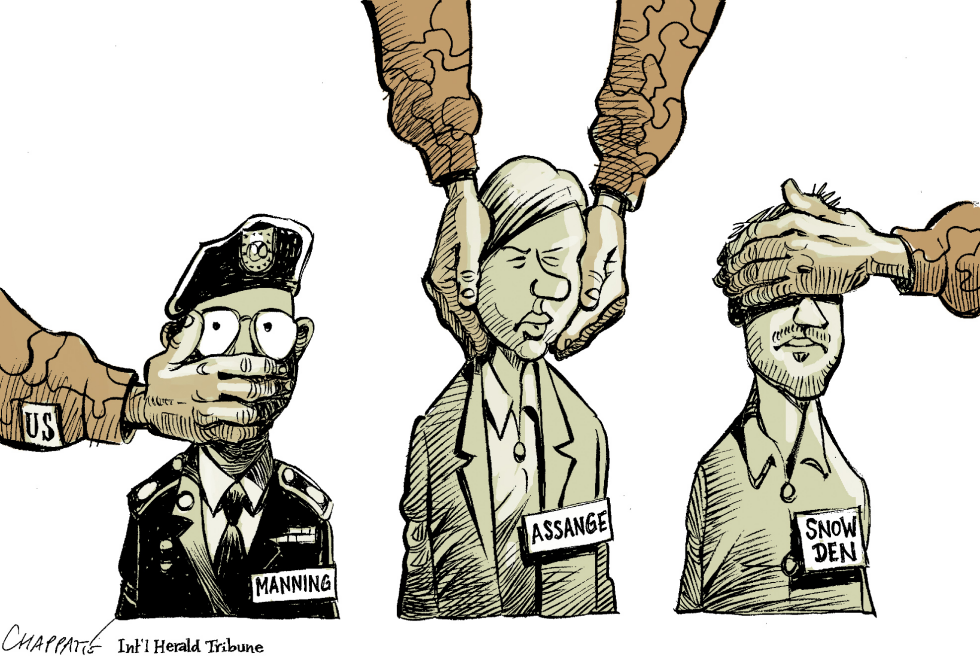  MANNING ASSANGE SNOWDEN by Patrick Chappatte