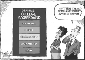 OBAMA'S COLLEGE SCOREBOARD by Bob Englehart