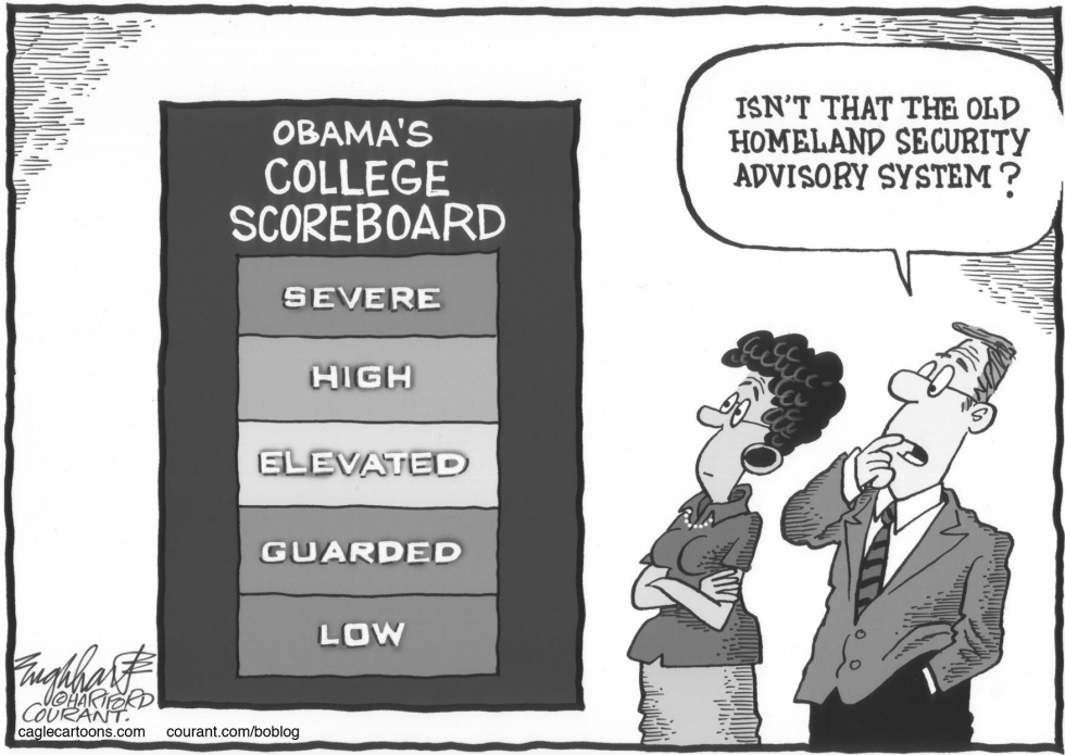  OBAMA'S COLLEGE SCOREBOARD by Bob Englehart