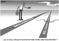 OBAMA DRAWS PARALLEL RED LINES by RJ Matson