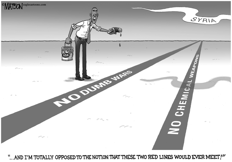  OBAMA DRAWS PARALLEL RED LINES by RJ Matson