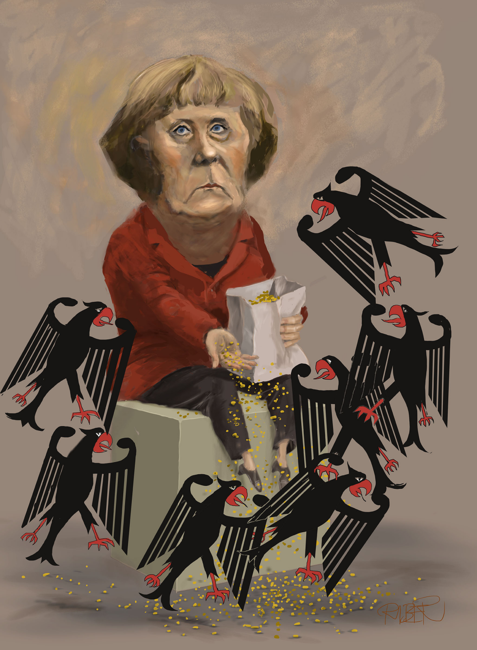  MERKEL FEEDING GERMAN EAGLES by Riber Hansson