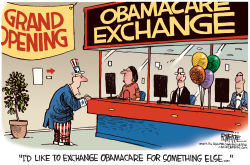 OBAMACARE EXCHANGE by Rick McKee