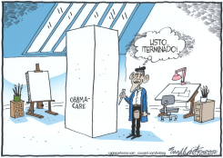 OBAMACARE TALLADO EN PIEDRA  by Bob Englehart