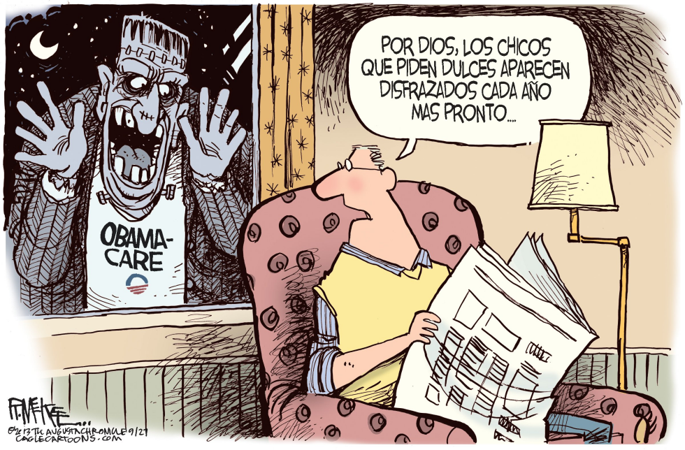  MASCARA DEL OBAMACARE  by Rick McKee