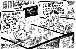 AMAZON MAYDAY BUTTON by Milt Priggee