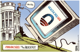 OBAMACARE ROLLOUT by Rick McKee