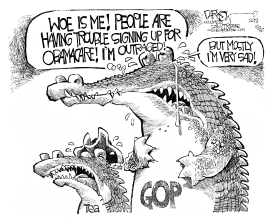 CROCODILE TEARS OVER OBAMACARE by John Darkow