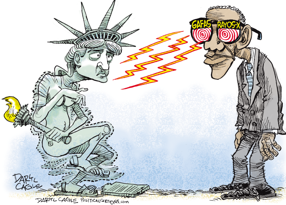  LAS GAFAS DE RAYOS-X DE OBAMA Y LIBERTAD  by Daryl Cagle