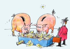 MONEY - PIGS AT THE TROUGH by Pavel Constantin