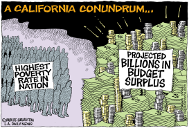 LOCA-CA CAL POVERTY VS BUDGET SURPLUS by Wolverton