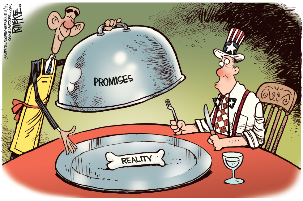  OBAMA PROMISES by Rick McKee