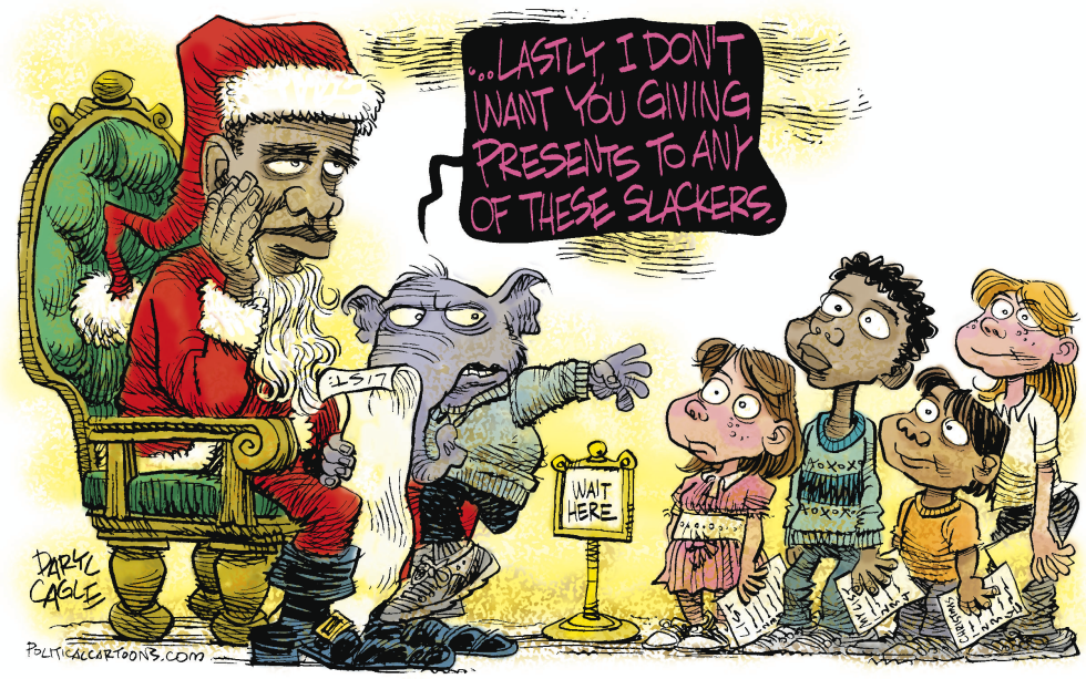  SANTA OBAMA AND SLACKERS by Daryl Cagle