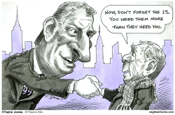 BILL DE BLASIO AND MIKE BLOOMBERG  by Taylor Jones