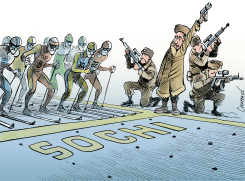 OLYMPICS UNDER PROTECTION by Patrick Chappatte