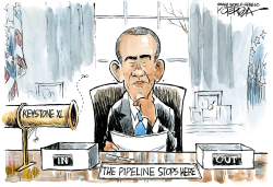 THE PIPELINE STOPS HERE by Jeff Koterba