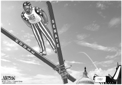 OBAMA SKIS ARE TIED UP BY CONGRESS NO CAPTION VERSION by RJ Matson