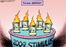 STIMULUS ANNIVERSARY by Nate Beeler