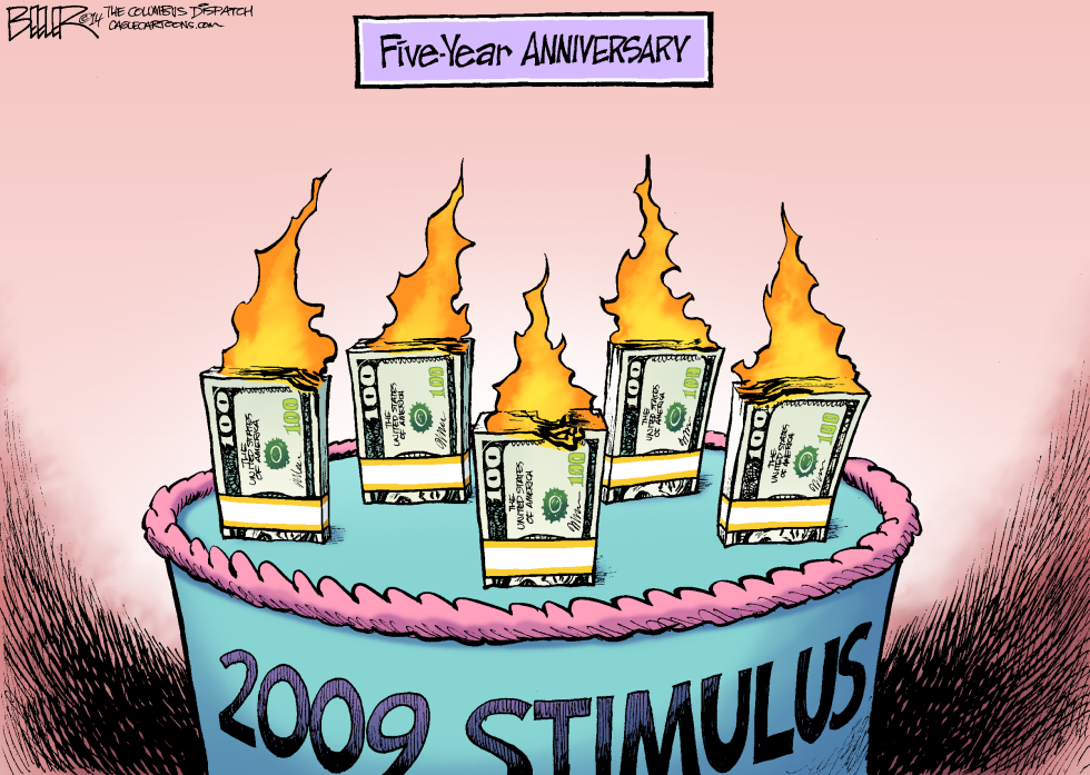  STIMULUS ANNIVERSARY by Nate Beeler