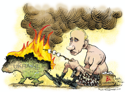 PUTIN AND UKRAINE MARSHMALLOWS by Daryl Cagle