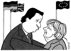 MERKEL SEES CAMERON by Rainer Hachfeld