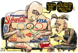 PUTIN UKRAINE AND OLYMPIC SPONSORS by Daryl Cagle