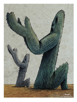 BEGGING THIRSTY WATER CRISIS CACTUS by Dario Castillejos