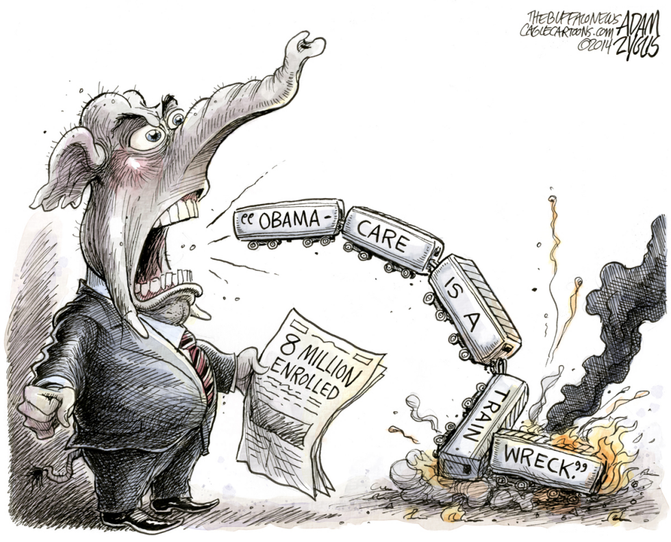  OBAMACARE TRAIN WRECK by Adam Zyglis