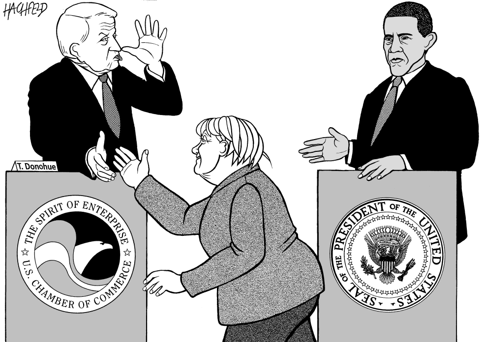  MERKEL SEES TOM DONOHUE AND OBAMA by Rainer Hachfeld