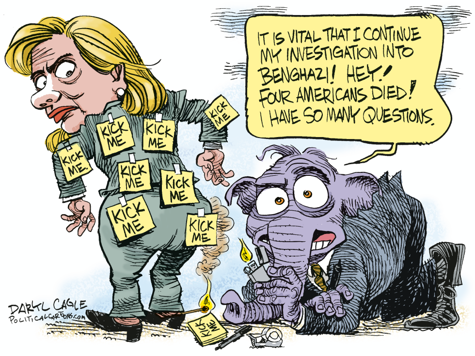  HILLARY CLINTON BANGHAZI KICK-ME by Daryl Cagle