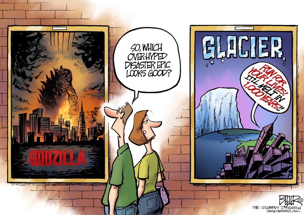  GODZILLA AND GLACIERS by Nate Beeler