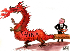 PUTIN AND CHINESE DRAGON by Christo Komarnitski